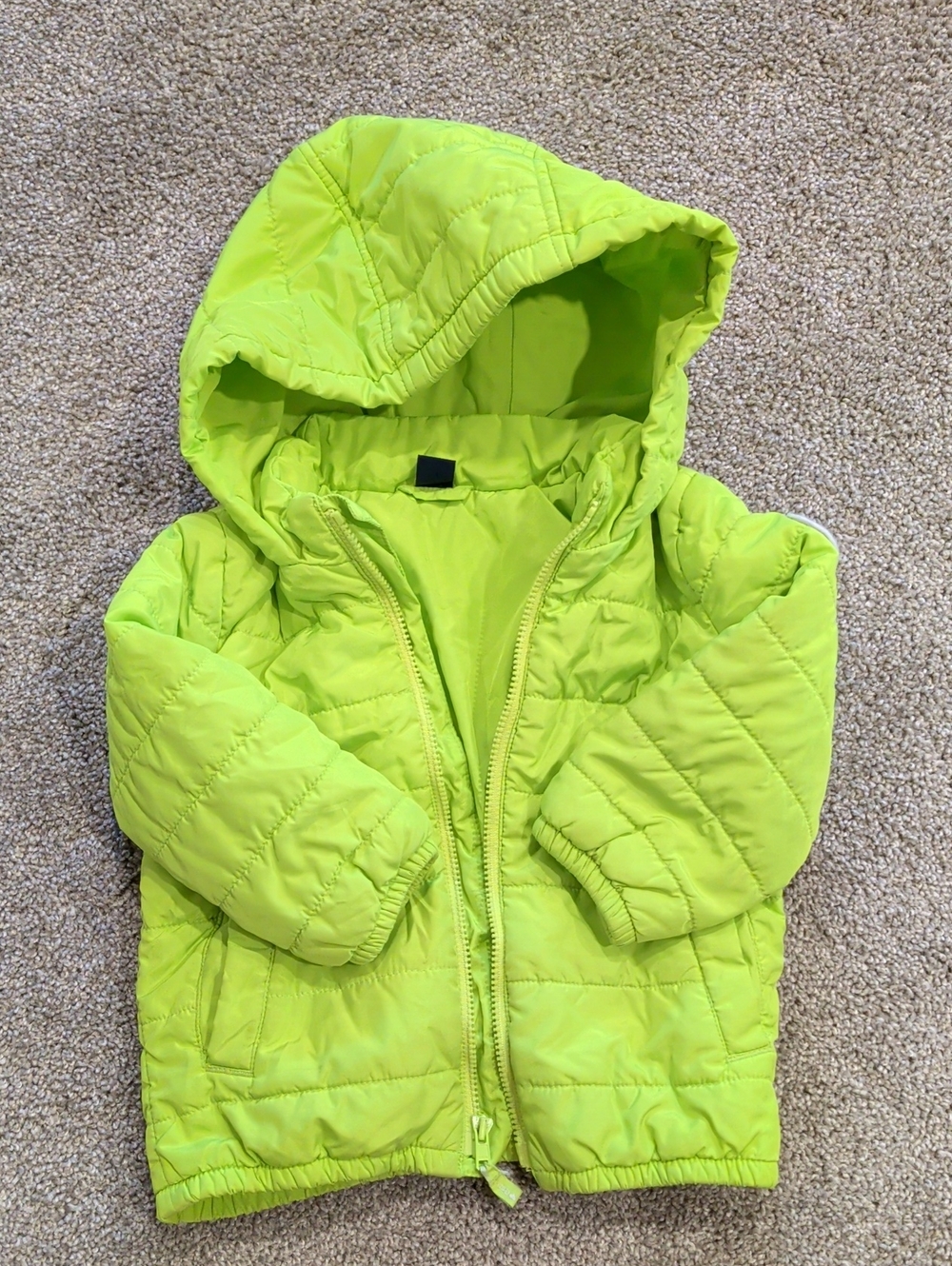 GAP Neon Lime Hooded Puffer Coat